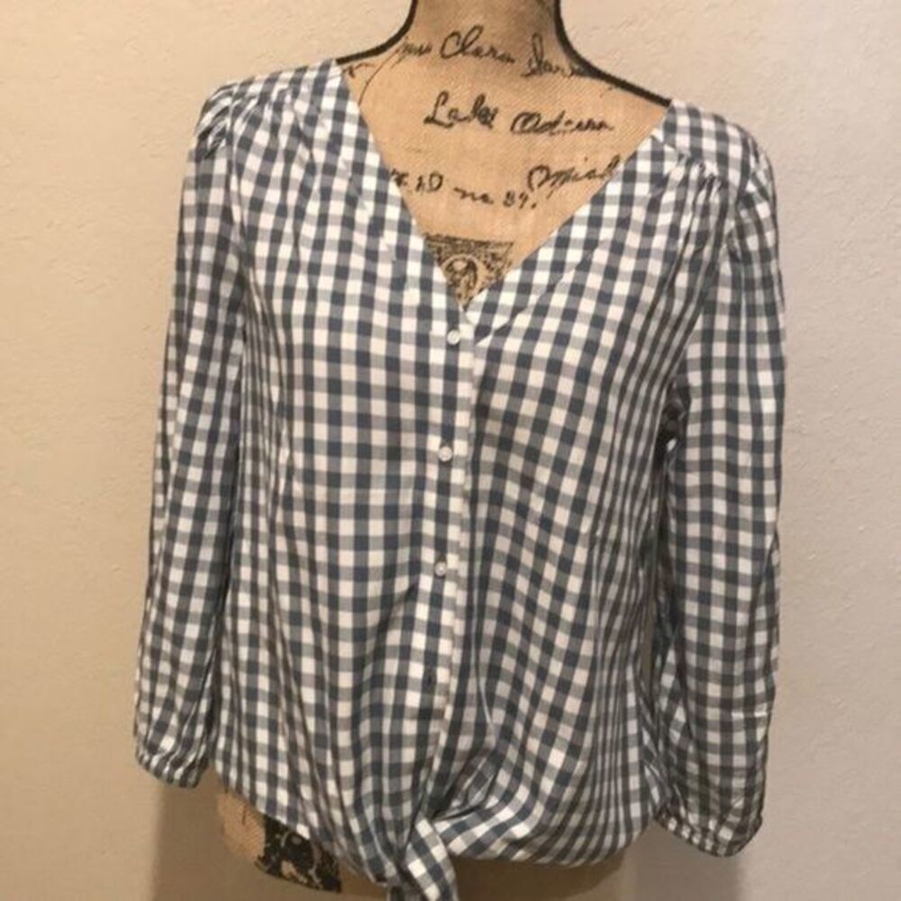 Loft Nwot Blue and White Checked Top